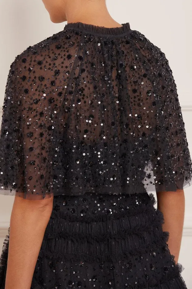Women Capes Needle and Thread Violet Shimmer Short Cape Black