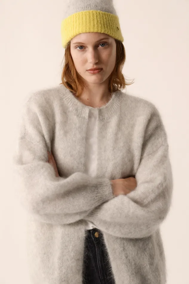 Women Cardigan Altea Gris Chine Gilet Mohair Gris Chin Des Petits Hauts Jumpers and Cardigans