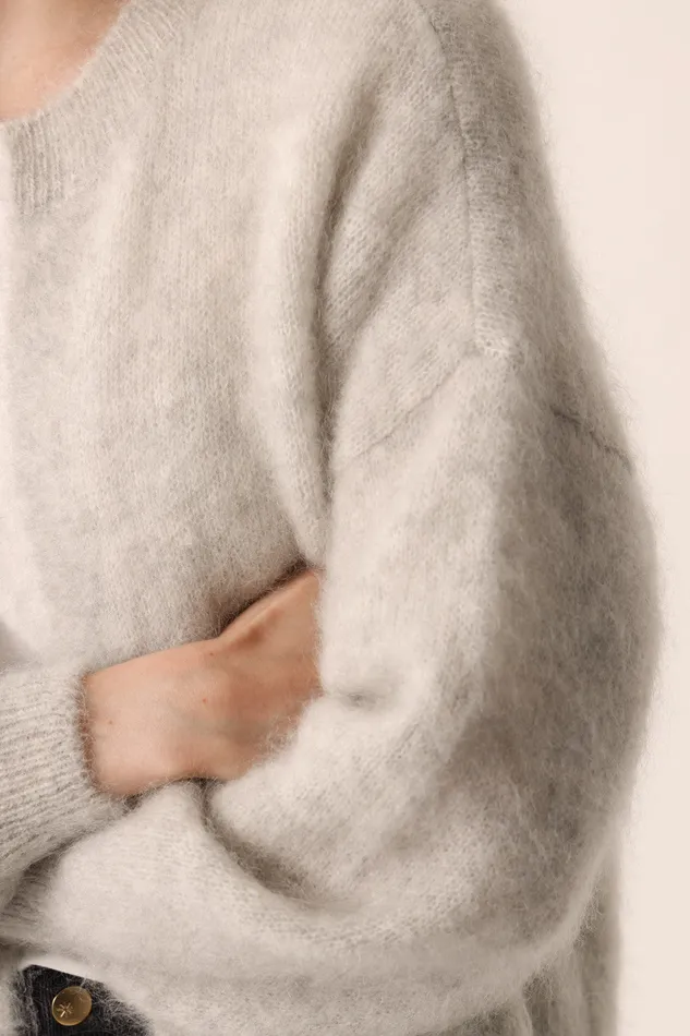 Women Cardigan Altea Gris Chine Gilet Mohair Gris Chin Des Petits Hauts Jumpers and Cardigans