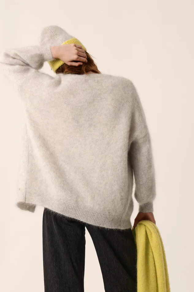 Women Cardigan Altea Gris Chine Gilet Mohair Gris Chin Des Petits Hauts Jumpers and Cardigans