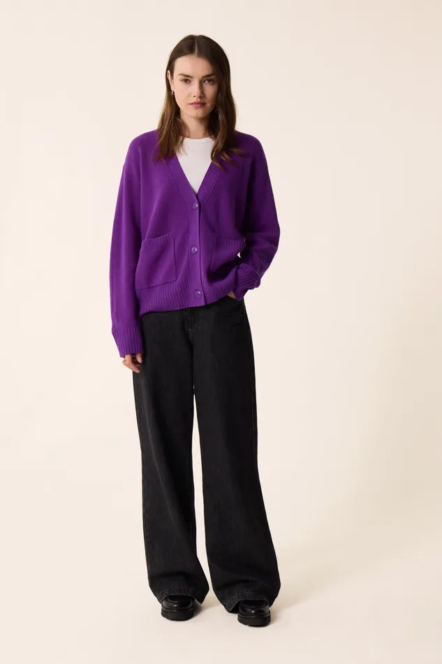 Women Cardigan Artimus Violette Gilet Laine Mrinos Violet Des Petits Hauts Jumpers and Cardigans