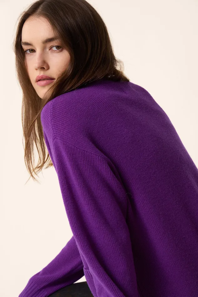 Women Cardigan Artimus Violette Gilet Laine Mrinos Violet Des Petits Hauts Jumpers and Cardigans