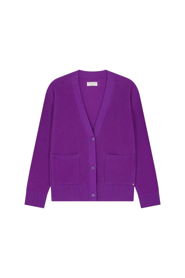 Women Cardigan Artimus Violette Gilet Laine Mrinos Violet Des Petits Hauts Jumpers and Cardigans