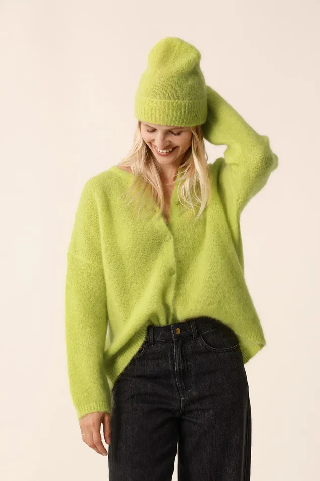 Women Cardigan Bea Luciole Gilet Mohair Jaune Des Petits Hauts Jumpers and Cardigans