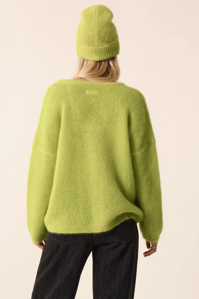 Women Cardigan Bea Luciole Gilet Mohair Jaune Des Petits Hauts Jumpers and Cardigans