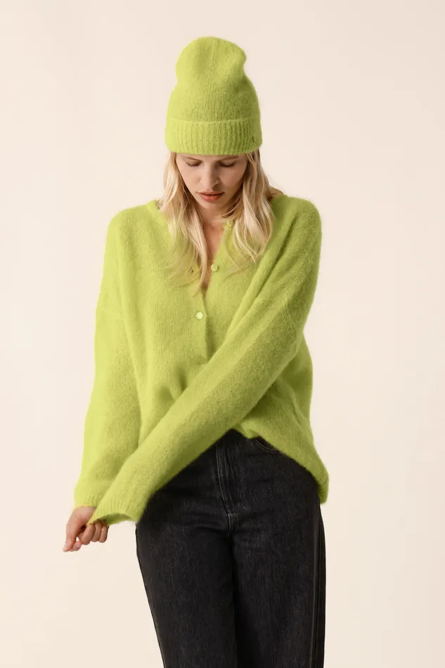 Women Cardigan Bea Luciole Gilet Mohair Jaune Des Petits Hauts Jumpers and Cardigans