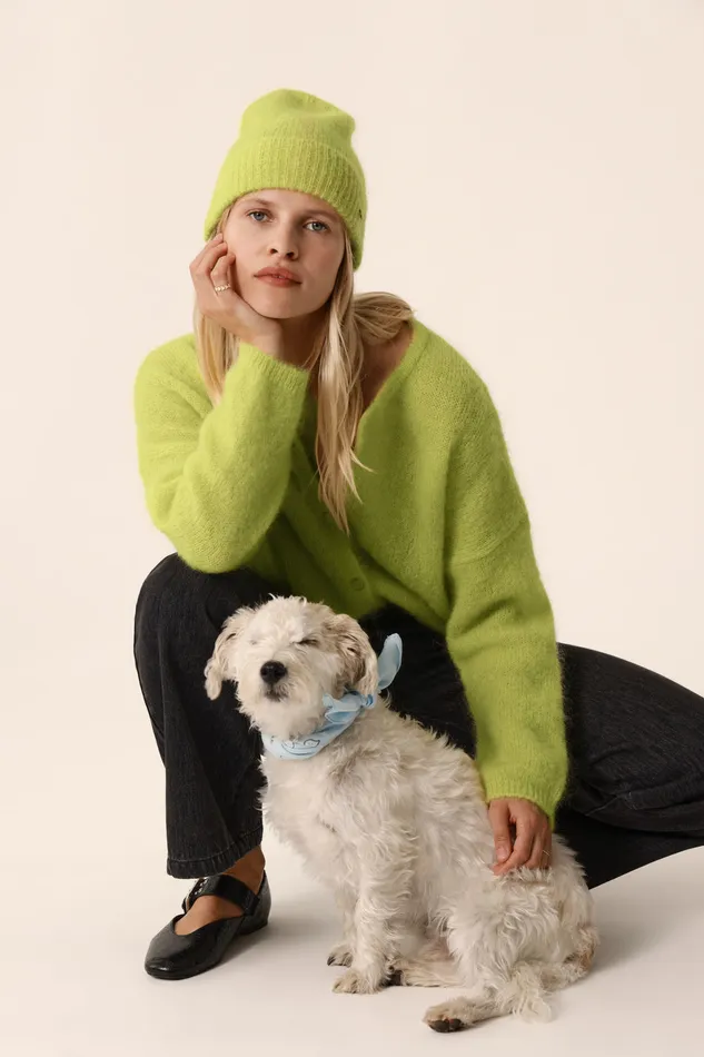 Women Cardigan Bea Luciole Gilet Mohair Jaune Des Petits Hauts Jumpers and Cardigans