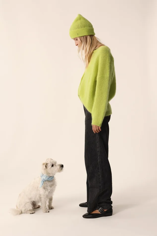 Women Cardigan Bea Luciole Gilet Mohair Jaune Des Petits Hauts Jumpers and Cardigans