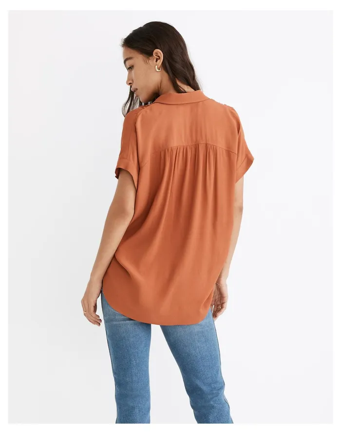Women Central Drapey Shirt Afterglow Red Madewell Tops and Shirts Women Central Drapey Shirt Afterglow Red Madewell Tops and Shirts
