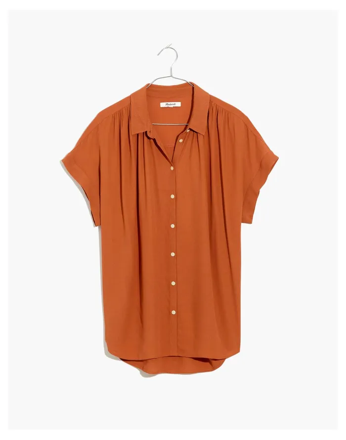 Women Central Drapey Shirt Afterglow Red Madewell Tops and Shirts Women Central Drapey Shirt Afterglow Red Madewell Tops and Shirts