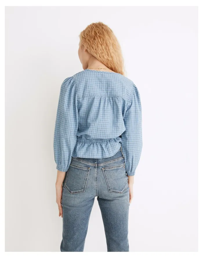 Women Chambray Puff Sleeve Peplum Top In Windowpane Thea Windowpane Madewell Tops and Shirts Women Chambray Puff Sleeve Peplum Top In Windowpane Thea Windowpane Madewell Tops and Shirts