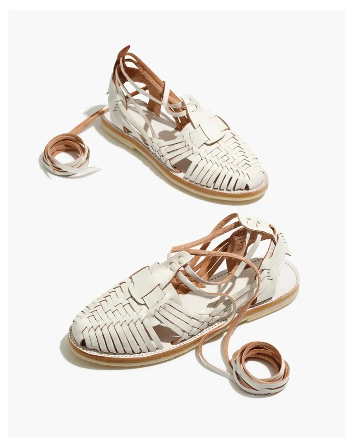 Women Chamula Sayulita Ankle Wrap Sandals White Madewell Sandals