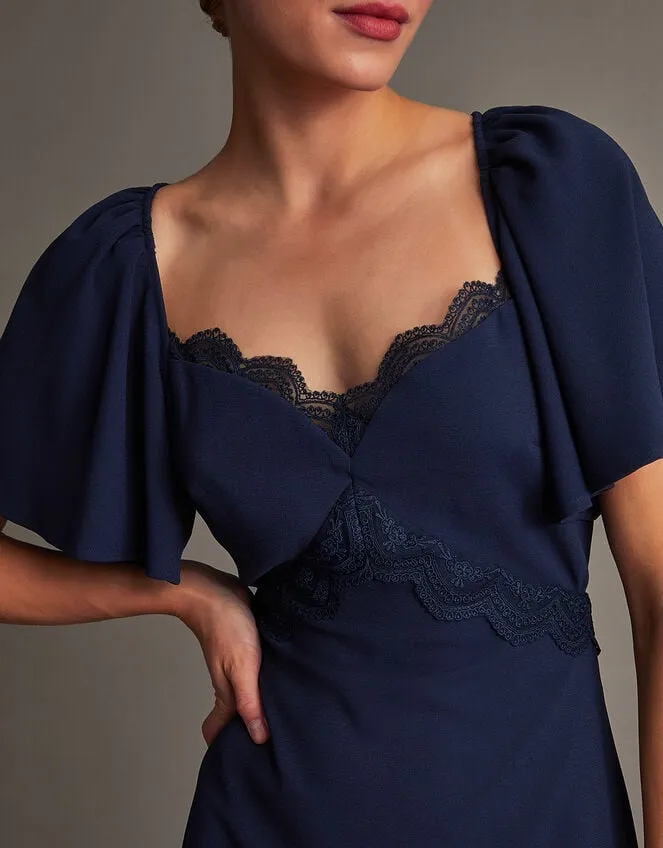 Women Charlotte Crepe Maxi Dress Blue Monsoon Occasionwear