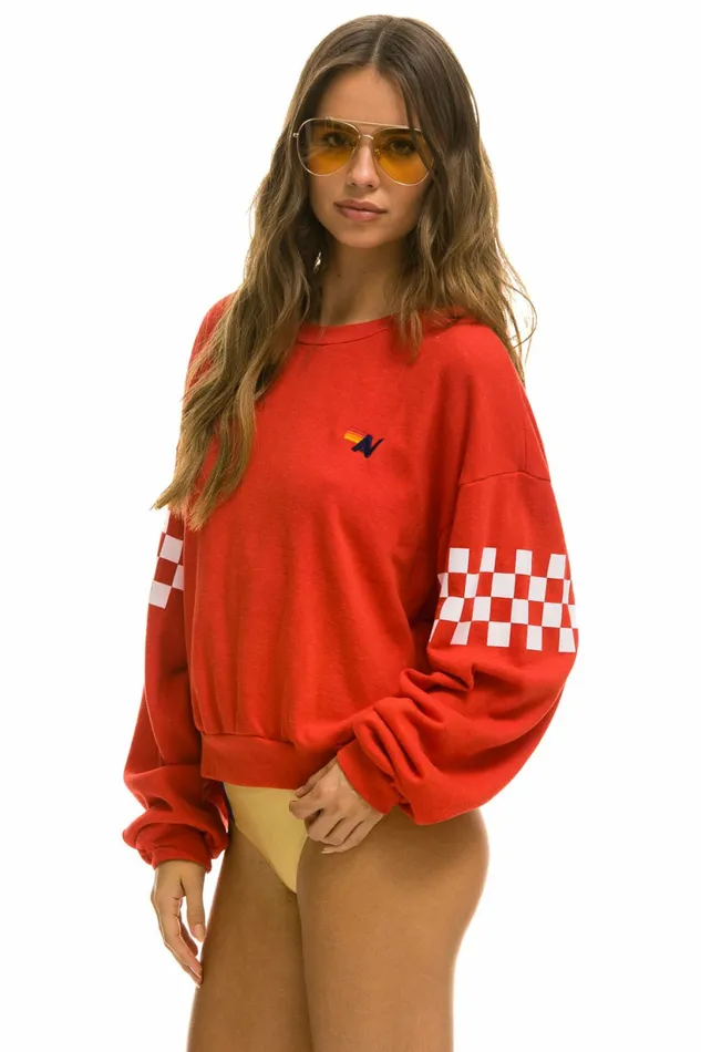 Women CHECK 2 SLEEVE RELAXED CREW SWEATSHIRT 8211 RED WHITE Aviator Nation UnisexCrewSweatshirt Women CHECK 2 SLEEVE RELAXED CREW SWEATSHIRT 8211 RED WHITE Aviator Nation UnisexCrewSweatshirt