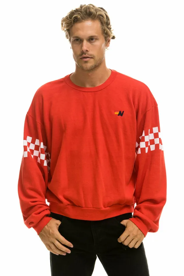 Women CHECK 2 SLEEVE RELAXED CREW SWEATSHIRT 8211 RED WHITE Aviator Nation UnisexCrewSweatshirt Women CHECK 2 SLEEVE RELAXED CREW SWEATSHIRT 8211 RED WHITE Aviator Nation UnisexCrewSweatshirt