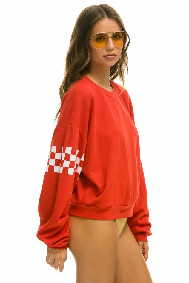 Women CHECK 2 SLEEVE RELAXED CREW SWEATSHIRT 8211 RED WHITE Aviator Nation UnisexCrewSweatshirt Women CHECK 2 SLEEVE RELAXED CREW SWEATSHIRT 8211 RED WHITE Aviator Nation UnisexCrewSweatshirt