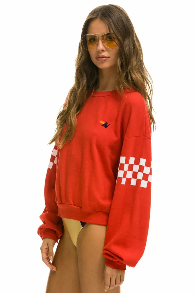 Women CHECK 2 SLEEVE RELAXED CREW SWEATSHIRT 8211 RED WHITE Aviator Nation UnisexCrewSweatshirt Women CHECK 2 SLEEVE RELAXED CREW SWEATSHIRT 8211 RED WHITE Aviator Nation UnisexCrewSweatshirt
