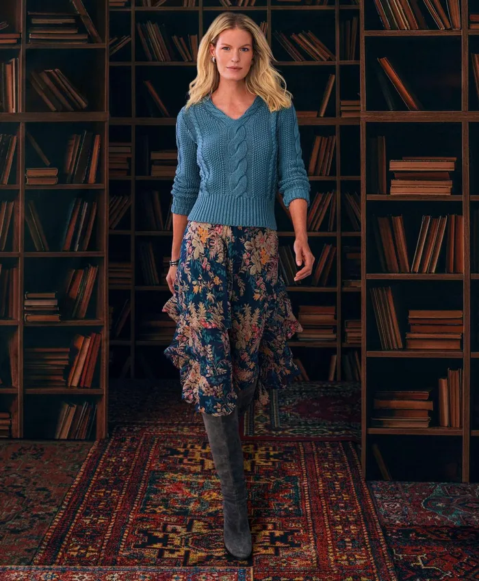 Women Chiffon Fern Print Tiered ALine Skirt Multi Brooks Brothers Pants and Skirts