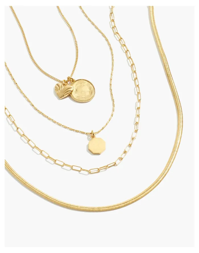 Women Classic Chain Necklace Set Vintage Gold Madewell Necklaces