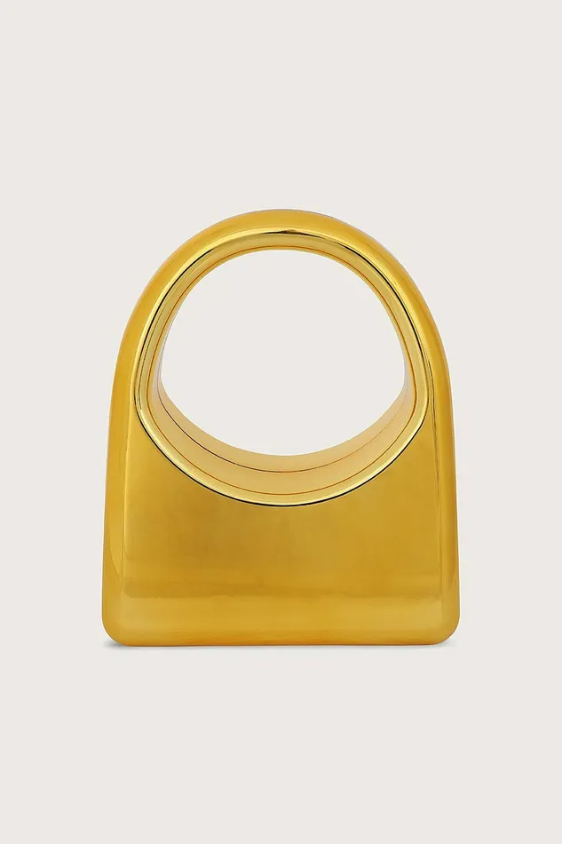 Women Clutch Bags Lavish Alice EMMY Sculpted Acrylic Hand Bag In Gold Gold