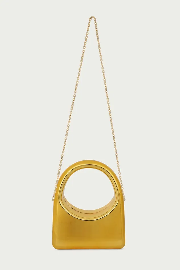 Women Clutch Bags Lavish Alice EMMY Sculpted Acrylic Hand Bag In Gold Gold