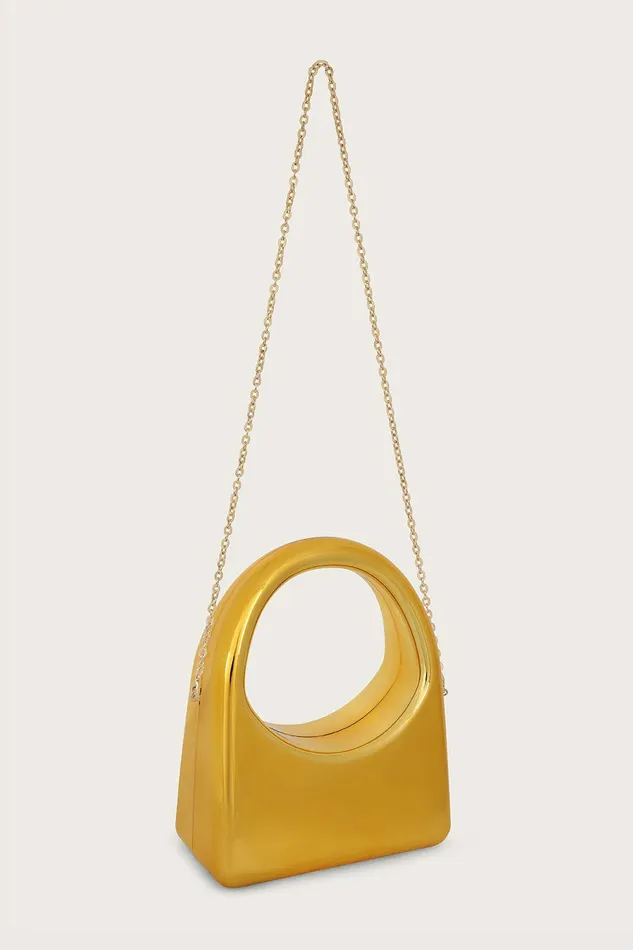 Women Clutch Bags Lavish Alice EMMY Sculpted Acrylic Hand Bag In Gold Gold