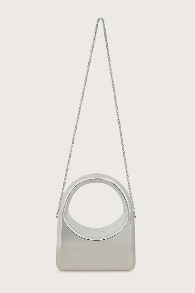Women Clutch Bags Lavish Alice EMMY Sculpted Acrylic Hand Bag In Silver Silver