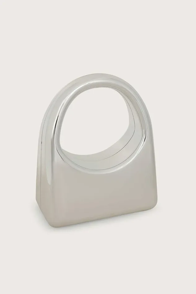 Women Clutch Bags Lavish Alice EMMY Sculpted Acrylic Hand Bag In Silver Silver