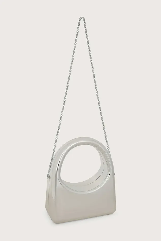 Women Clutch Bags Lavish Alice EMMY Sculpted Acrylic Hand Bag In Silver Silver