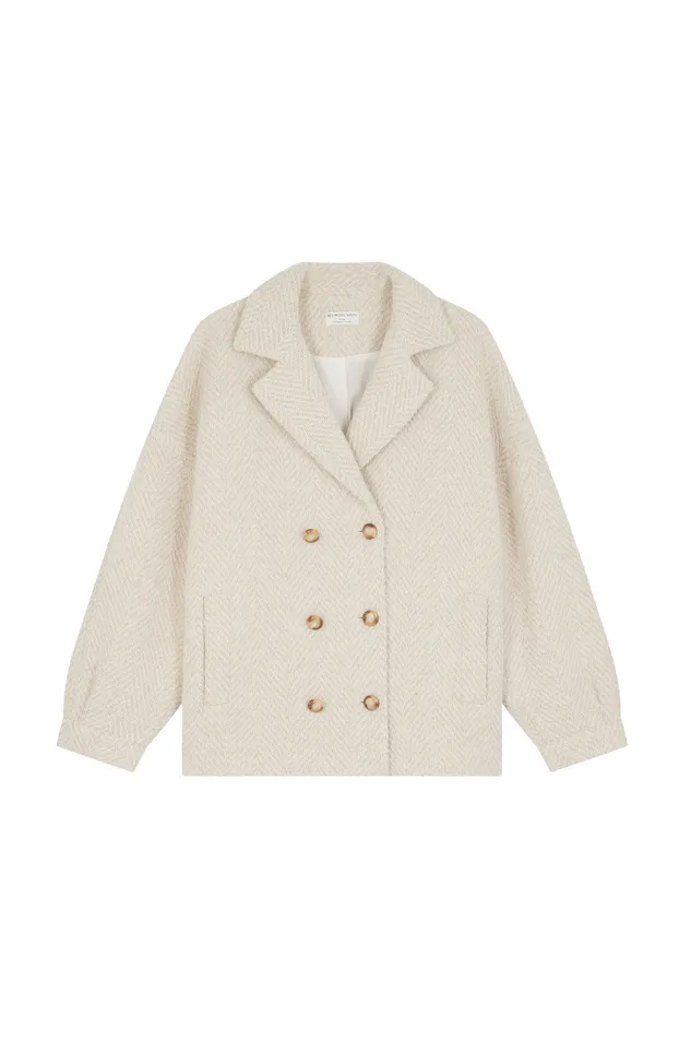 Women Coat Yago Creme Manteau Laine Blanc Des Petits Hauts Coats and Jackets