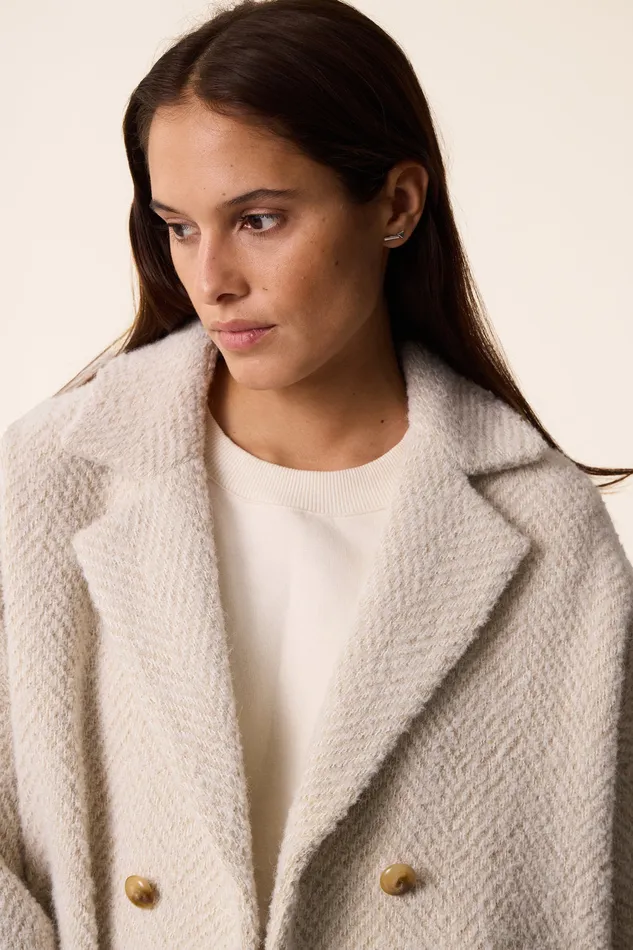 Women Coat Yago Creme Manteau Laine Blanc Des Petits Hauts Coats and Jackets