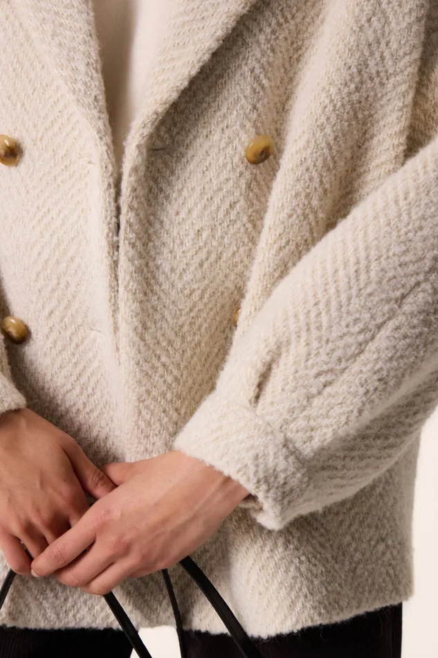 Women Coat Yago Creme Manteau Laine Blanc Des Petits Hauts Coats and Jackets