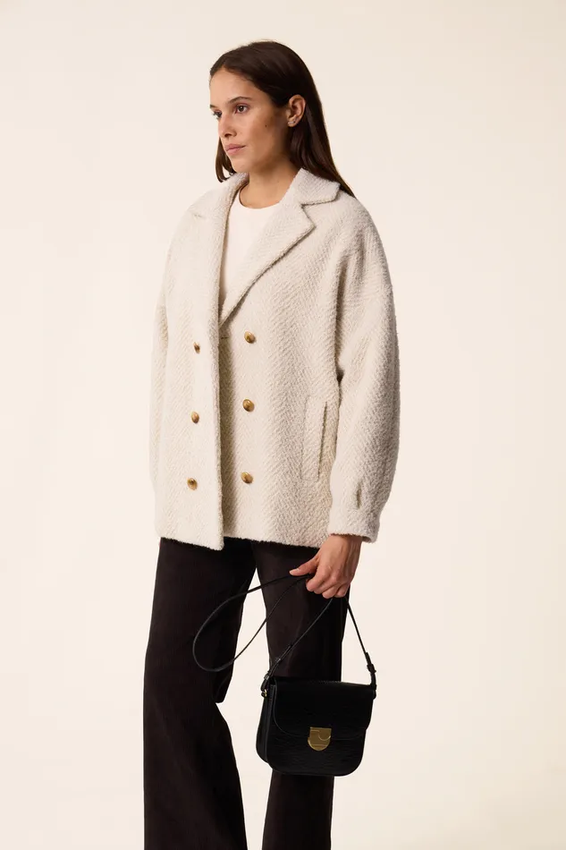 Women Coat Yago Creme Manteau Laine Blanc Des Petits Hauts Coats and Jackets