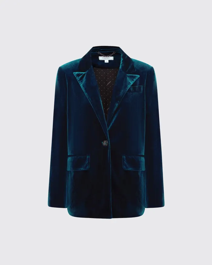 Women Coats and Jackets Belle and Bloom Eternity Velvet Blazer 8211 Dark Teal