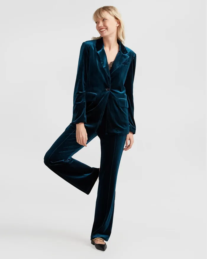 Women Coats and Jackets Belle and Bloom Eternity Velvet Blazer 8211 Dark Teal