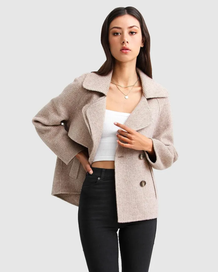 Women Coats and Jackets Belle and Bloom I039m Yours Wool Blend Peacoat 8211 Beige