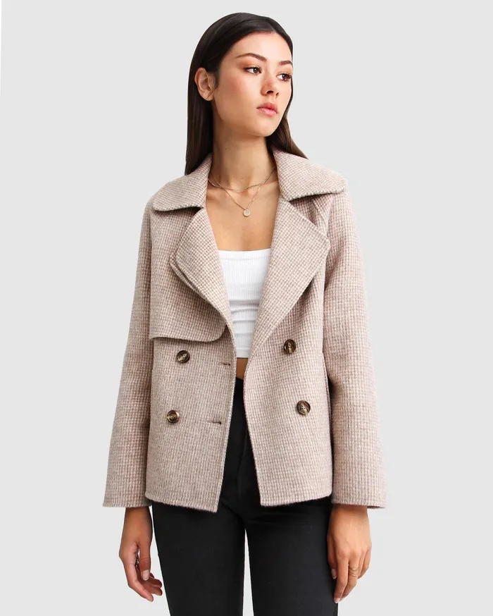 Women Coats and Jackets Belle and Bloom I039m Yours Wool Blend Peacoat 8211 Beige