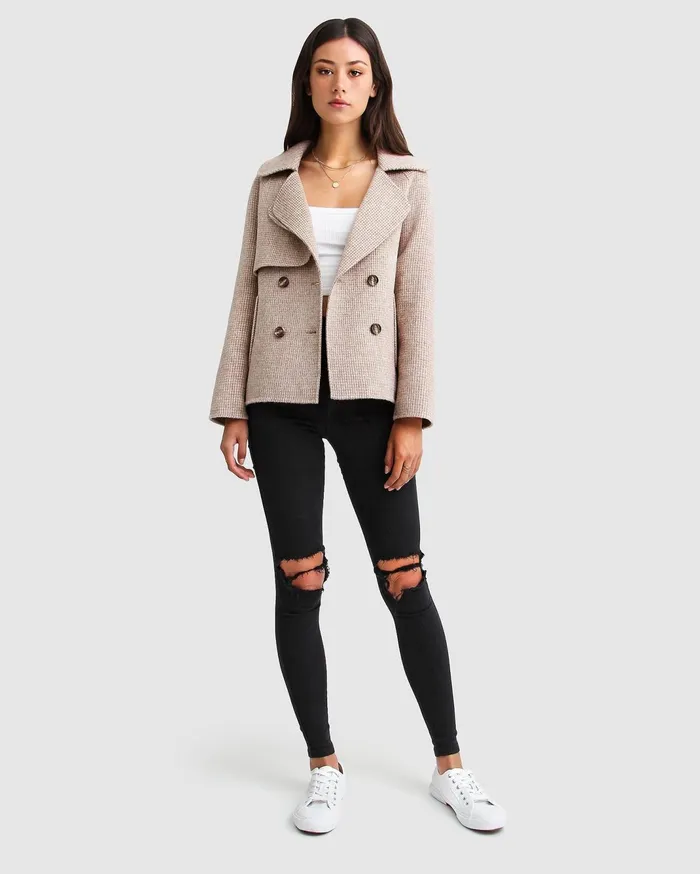 Women Coats and Jackets Belle and Bloom I039m Yours Wool Blend Peacoat 8211 Beige