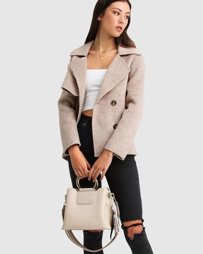 Women Coats and Jackets Belle and Bloom I039m Yours Wool Blend Peacoat 8211 Beige