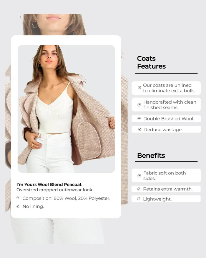 Women Coats and Jackets Belle and Bloom I039m Yours Wool Blend Peacoat 8211 Beige