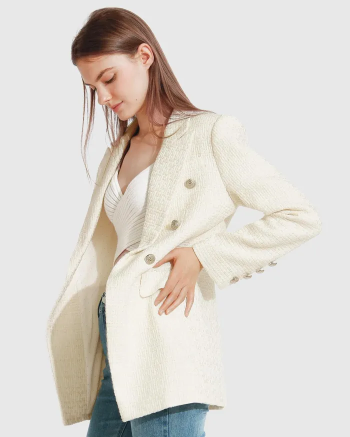Women Coats and Jackets Belle and Bloom Princess Polina Tweed Blazer 8211 Cream