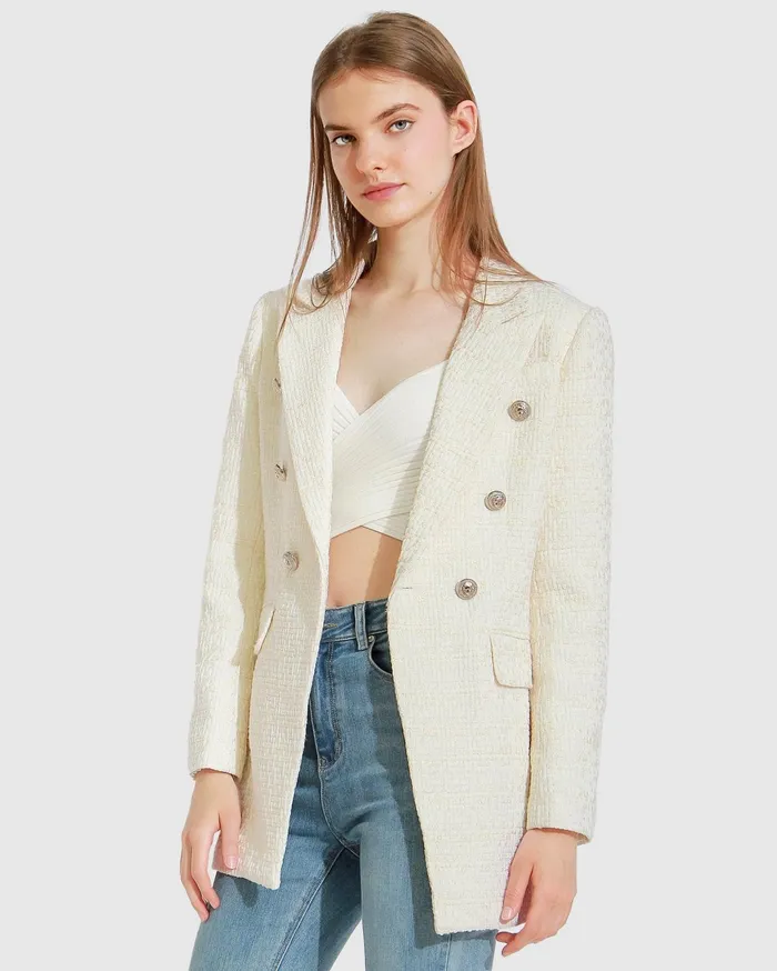 Women Coats and Jackets Belle and Bloom Princess Polina Tweed Blazer 8211 Cream