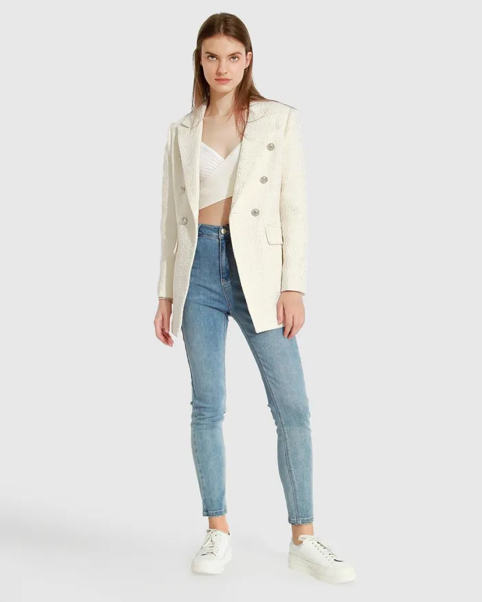 Women Coats and Jackets Belle and Bloom Princess Polina Tweed Blazer 8211 Cream