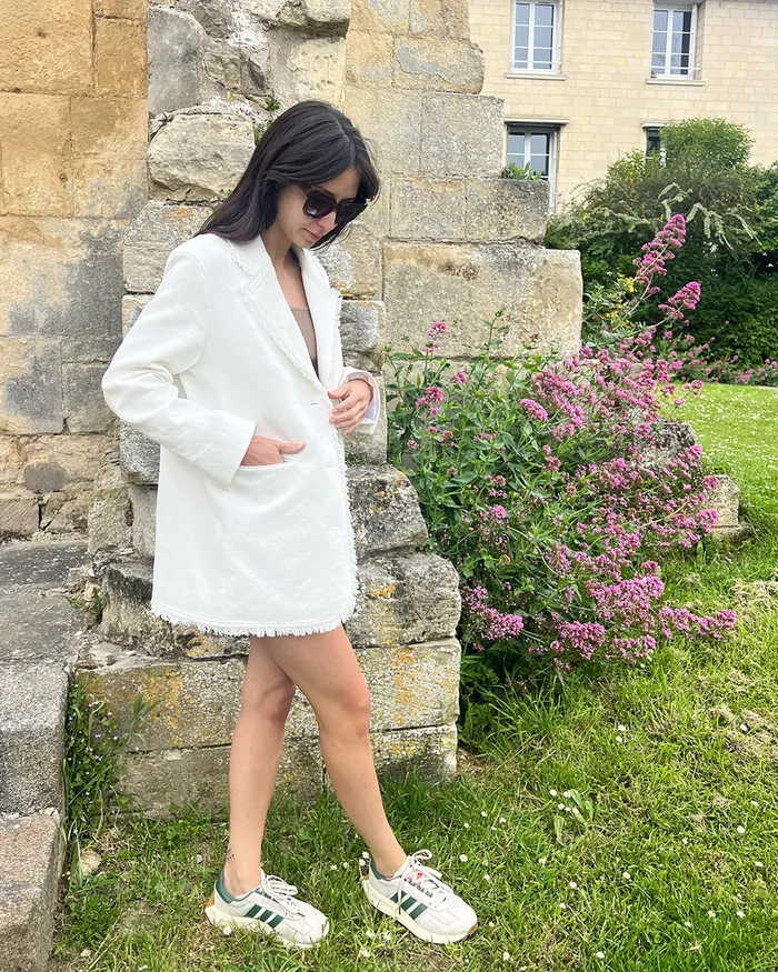 Women Coats and Jackets Belle and Bloom Young Blood Frayed Edge Blazer 8211 Cream