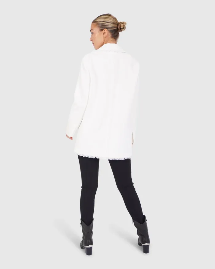 Women Coats and Jackets Belle and Bloom Young Blood Frayed Edge Blazer 8211 Cream