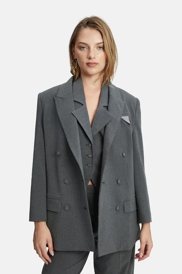 Women Coats Bardot Pin Stripe Classic Blazer In Grey Stripe Grey Stripe