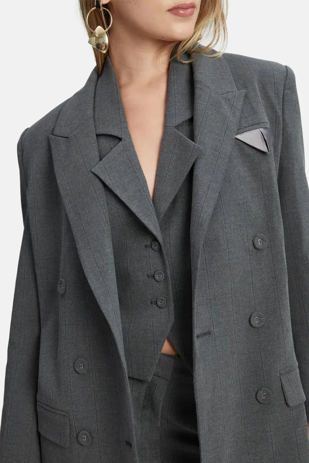Women Coats Bardot Pin Stripe Classic Blazer In Grey Stripe Grey Stripe