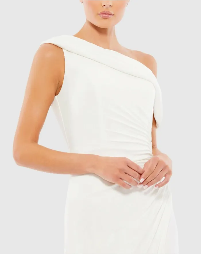 Women Cocktail Dresses Mac Duggal Ruched OffTheShoulder Midi Dress Red