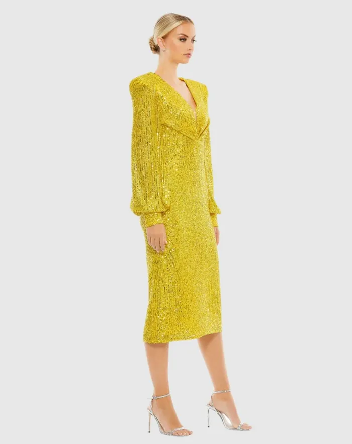 Women Cocktail Dresses Mac Duggal Sequined Structured Bishop Sleeve Midi Dress Magenta Women Cocktail Dresses Mac Duggal Sequined Structured Bishop Sleeve Midi Dress Magenta