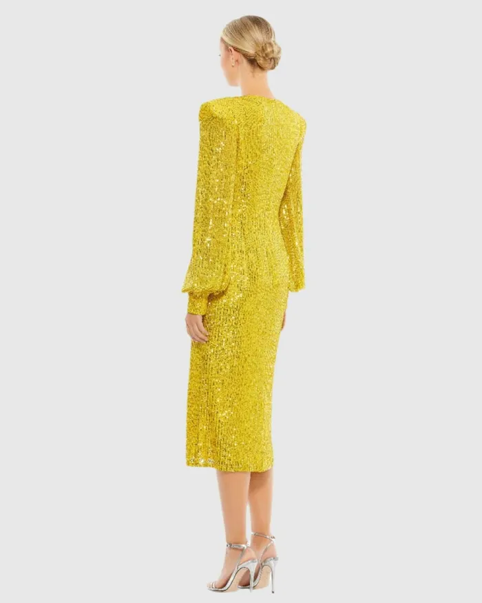 Women Cocktail Dresses Mac Duggal Sequined Structured Bishop Sleeve Midi Dress Magenta Women Cocktail Dresses Mac Duggal Sequined Structured Bishop Sleeve Midi Dress Magenta
